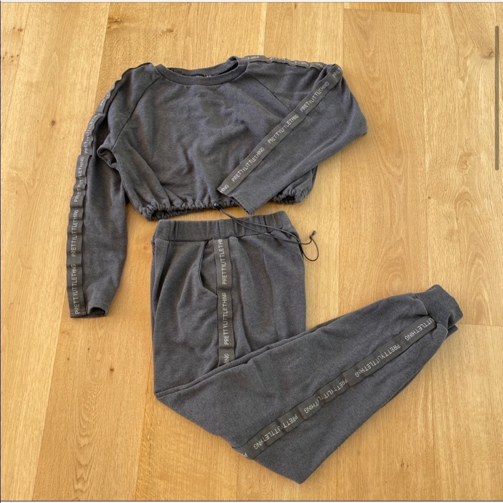 Pretty Little Thing Loungewear Set Gray Taped